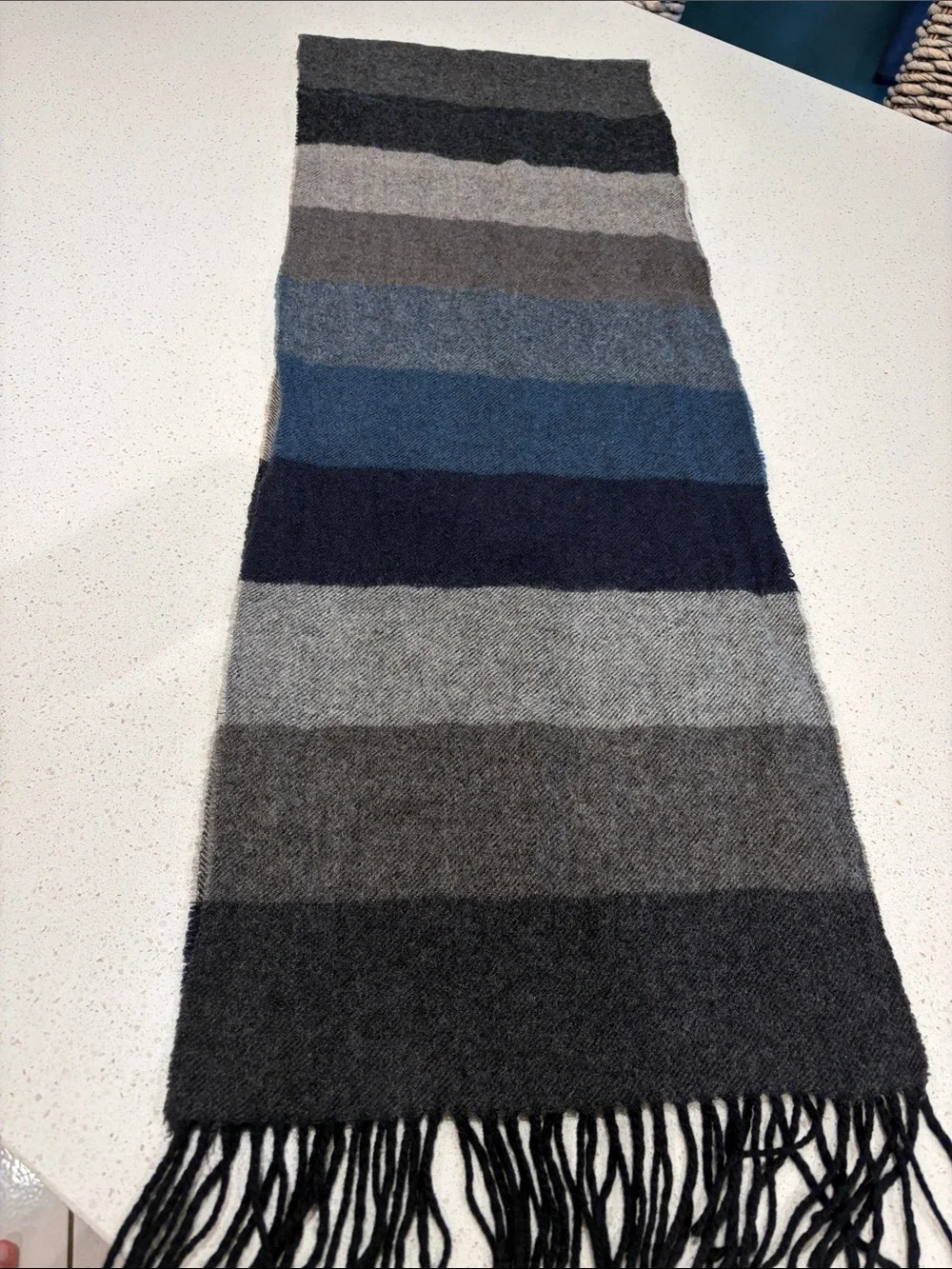 Bloomingdale's Men's Striped Cashmere Scarf in Blue, Navy & Gray